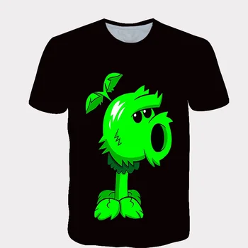 Vasaros marškinėliai Augalai Vs Zombies t-shirt Animacinių filmų Marškinėliai Atsitiktinis Berniukų Drabužius, Mėlyna 3D Atspausdintas Vaikams, Drabužiai Kūdikiams juokinga t shirts