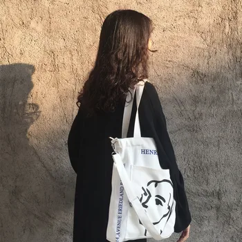 Vasaros moterų didelės talpos pečių maišą Lady krepšys naujas įdomus animaciją spausdinimo atsitiktinis mados drobės Preppy Japonija krepšiai