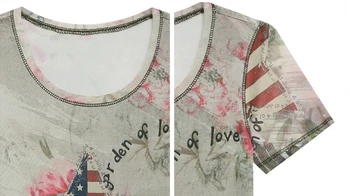 Vasarą Europos Drabužius T-shirt Mados Spausdinimo Amerikos Vėliava, Moterų Topai Ropa Mujer Trumpas Rankovės Tees Dugno Marškinėliai 2020 T05404