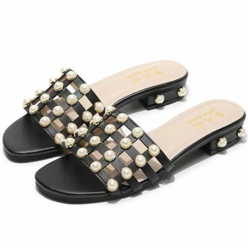 Vasarą naujasis Čekijos pearl sandalai ir šlepetės moterų mados Patogus butas žodis vilkdami moterų zapatos de mujer hy153