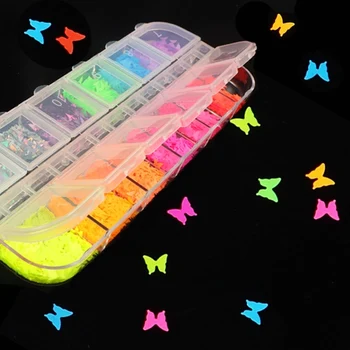 Veidrodis Blizgančių Drugelis Nagų Blizgučiai Paillette Sumaišyti Neon Holo Lazerio Nagų Glitters 3D Dribsnių Skiltelės Meno Reikmenys
