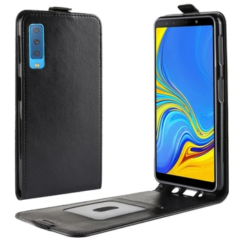 Verslo Stiliaus Vertikalus Apversti TPU Odinis dėklas, skirtas Samsung Galaxy A7 (2018 M.) / A750 su Kortelės Lizdas