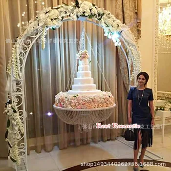 Vestuvių kabinti tortas stovi tortas šviestuvai sidabro spalvos kristalų apdaila šalis dekoro helovinas rekvizitai amatai