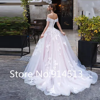 Vestuvių Suknelės, 2021 nuo Peties Valtis Kaklo Appliqued Nėrinių Nėrinių Nuotakos Suknelė Pasirinktinis Dydis Vestuvių Chalatai vestudo noiva