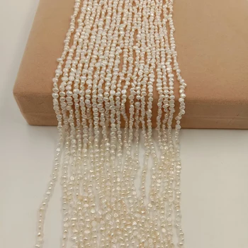 Viena kryptis 37 cm ,3-4 mm MINI baroko GĖLAVANDENIS PERLAS kryptis , POBŪDŽIO gėlavandenių perlų medžiagos -AA kokybės