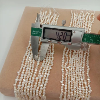 Viena kryptis 37 cm ,3-4 mm MINI baroko GĖLAVANDENIS PERLAS kryptis , POBŪDŽIO gėlavandenių perlų medžiagos -AA kokybės