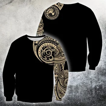 Viking Tatuiruotės Polinezijos stiliaus 3D Atspausdintas Vyrų hoodies Harajuku Mados Gobtuvu Palaidinukė Rudenį Unisex hoodie sudadera hombre
