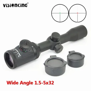 Visionking 1.5-5x32 Kompaktiškas Medžioklės Šautuvas taikymo Sritis Plataus Kampo Metalo Taktinis Akyse oriniams didinamasis stiklas Tikslas AR15 Teleskopas 