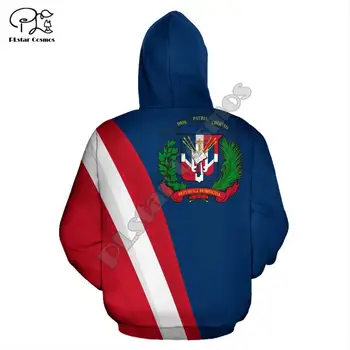 Vyrai Dominikos respublikos vėliava 3d spausdinimo hoodie ilgomis rankovėmis Megztiniai striukė, megztinis tracksuit su gaubtu bliuzono rudenį outwear