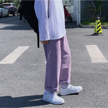 Vyrai džinsai, kelnės mados vyrų 2020 Naujų korėjos Streetwear Atsitiktinis Negabaritinių Hip-Hop Džinsinio audinio Kelnės palaidi tiesūs džinsai kelnės