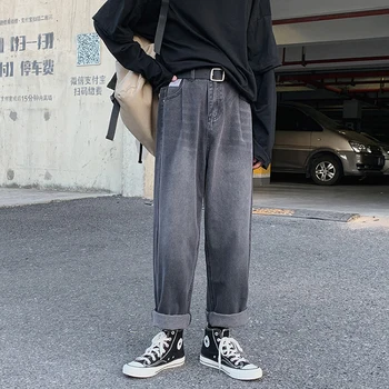 Vyrai džinsai, kelnės mados vyrų 2020 Naujų korėjos Streetwear Atsitiktinis Negabaritinių Hip-Hop Džinsinio audinio Kelnės palaidi tiesūs džinsai kelnės