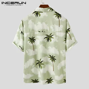 Vyrai Havajų Marškinėliai Spausdinimas Trumpas Rankovės Kvėpuojantis Atsitiktinis Atogrąžų Paplūdimio Marškinėliai Atostogų Atvartas Streetwear Camisas INCERUN 2021