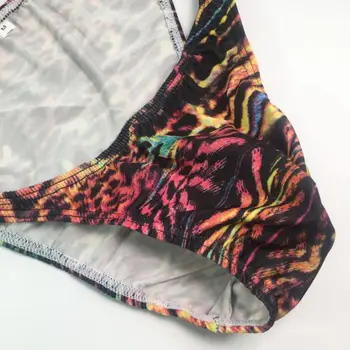 Vyrai String Bikini G3774 Siauras Liemuo kelių spalvų leopardas spausdinti