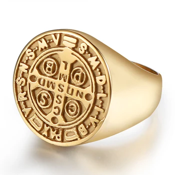 Vyriški piršto-žiedas 2020 m. Didmeninės nerūdijančio plieno Kryžius žiedai vyrų Didelis aukso žiedas laiško antspaudą, bižuterijos vyrų accesories Punk