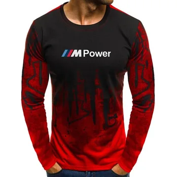 VYRIŠKI T-Shirt Rudenį Medvilnės Lycra Motorsport BMW M Power Print T Marškinėliai Vyrams Kamufliažas Atsitiktinis Vyrai ilgomis Rankovėmis Marškinėlius Vyras