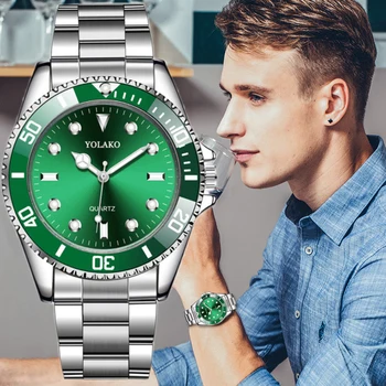 Vyriški Žiūrėti Naujas Prabangus Verslo Žiūrėti Vyrų Vandeniui Žaliosios Laikrodžiai Ciferblatas Mados Vyrų Laikrodis ant Riešo Žiūrėti Relogio Masculino
