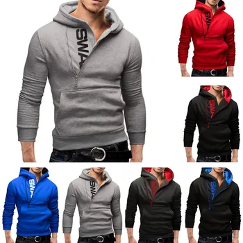 Vyrų žiemos spausdinti šiltas SWA puloveris pusėje viršuje zip spausdinti slim hoodie #288366