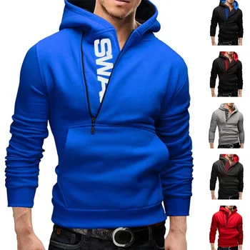 Vyrų žiemos spausdinti šiltas SWA puloveris pusėje viršuje zip spausdinti slim hoodie #288366