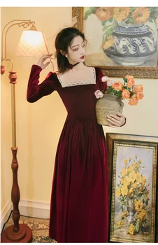 WAVSIYIERV moterų suknelė vintage elegantiškas kratinys 2020 naują pavasario rudens ilgomis rankovėmis diržo šalis kilimo ir tūpimo tako žiemos maxi suknelė vestidos