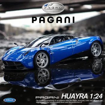 Welly 1:24 Pagani mėlyna automobilių lieti automobilio modelis, modeliavimas, automobilių apdailos surinkimo dovana žaislas liejimo modelis berniukas žaislas