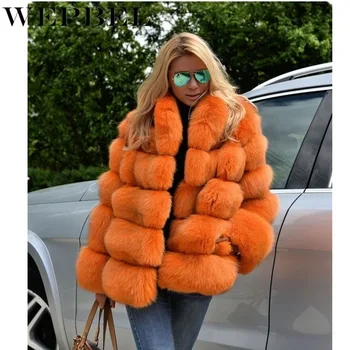 WEPBEL Žiemos Paltai Moterims Prabanga Dirbtiniais Fox Fur Coat Plius Dydis Moterų Stovėti Kailio Apykakle ilgomis Rankovėmis Dirbtiniais Kailiais Striukė