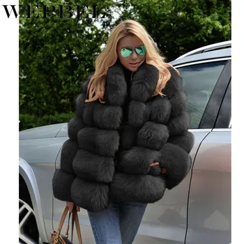 WEPBEL Žiemos Paltai Moterims Prabanga Dirbtiniais Fox Fur Coat Plius Dydis Moterų Stovėti Kailio Apykakle ilgomis Rankovėmis Dirbtiniais Kailiais Striukė