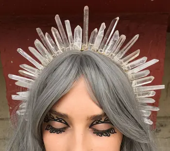 Wicca Raw crystal crown ragana šalis nuotakos raganavimas priedai vestuvių bridesmaid, papuošalai, plaukų aksesuarai dovanos