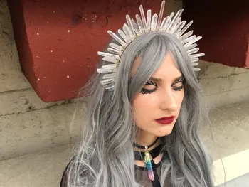 Wicca Raw crystal crown ragana šalis nuotakos raganavimas priedai vestuvių bridesmaid, papuošalai, plaukų aksesuarai dovanos