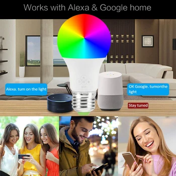 WiFi Smart Lemputės šviesos srautą galima reguliuoti Spalvotų E27/E14/B22 6.5 W LED Lempos, Suderinama su Alexa 