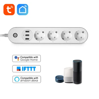 WiFi Smart Power Strip Lizdas Balso Kontrolės Laikmačio Jungiklį Power Strip sienoje, 4 AC Realizavimo 3 USB Prievadą Alexa 