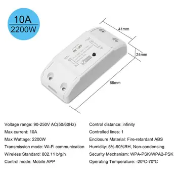 Wifi Smart Switch Wifi Modifikavimo Dalys, 10A/2200W Belaidžio tinklo Jungiklis Laikmatis Nuotolinis Balso 