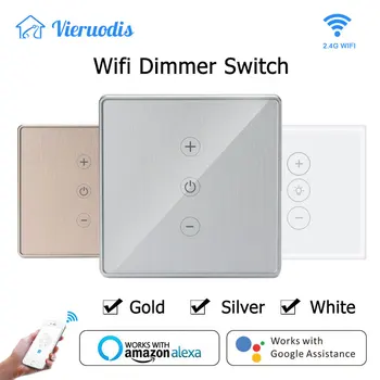 Wifi Smart Touch Wall Šviesos stiprumą ES/UK Standartas, Aukso/Sidabro APP 