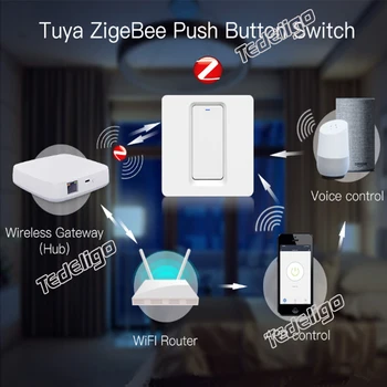 WiFi Zigbee Smart Šviesos Jungiklis AC 220V 10A 1/2/3 Gauja, Nuotolinio Valdymo Balsu Tuya Smart Gyvenimo Darbas su 