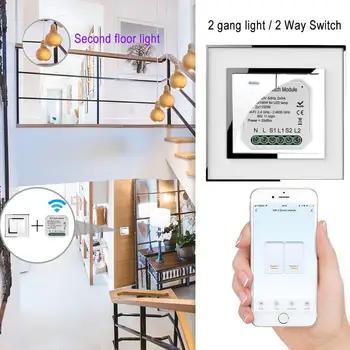 Wifi Šviesos Jungiklis 2 2 Gaujos Reguliatorius 10A 2300W Smart Switch Module Laikmatis Kontrolė Suderinama Alexa, Google IFTTT Smart Gyvenimo