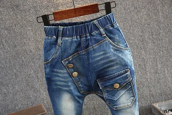 WLG berniukai rudenį, pavasarį atsitiktinis džinsai vaikams denim blue laiškas išspausdintas džinsai berniukams, kūdikių visų rungtynių kelnės