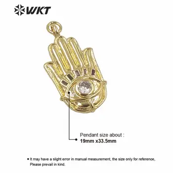WT-MP191 Didmeninė mažo dydžio, mažytė aukso electroplated žavesio handsa pakabukas lady prašmatnus turky akių vertus, žavesio papuošalų pakabučiai