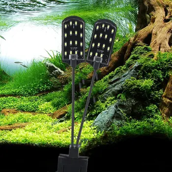 X7 ES Plug Dual Head Super Ryškus LED Vandens Augalų Akvariumo Lempos Šviesa Augalams Augti, Šviesos, atsparus Vandeniui Clip-on Žuvų Bakas, Lempos