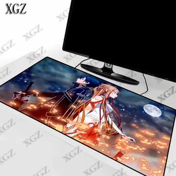 XGZ Didelis Gamer Žaidimų Užraktas Krašto Mouse Pad Mat Home Office Dekoro Žaidimas Sword Art Online Anime Kilimėlis Stalas Stalo Notebook Laptop