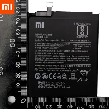 Xiaomi Originalaus Baterijų BN31 už Xiaomi Mi 5X Mi5X Redmi Pastaba 5A Pro Mi A1 Redmi Y1 Lite S2 Telefono Baterija 3000mAh