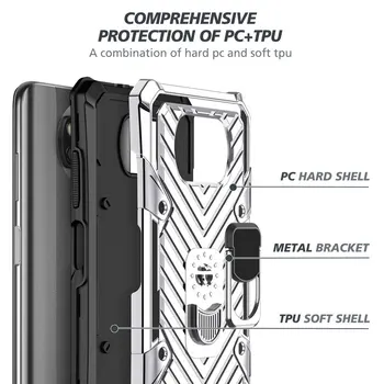 Xiaomi Poco X3 NFC Atveju, Magnetinės Metalo Žiedas Telefoną Atveju Xiaomi Poco X3 NFC Silikono Sunku VNT Šarvai Sunkiųjų Apsaugos Galinį Dangtelį