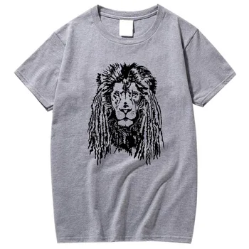 XIN YI Vyrų Aukščiausios Kokybės medvilnės, trumpomis rankovėmis gyvūnų liūtas spausdinti vyrų marškinėliai o-kaklo megzti marškinėliai vyriški viršūnes tee marškinėliai