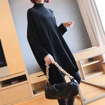 XITAO korėjos Stiliaus Megztinis Golfo Moterų Plius Dydžio vientisos Spalvos Laukinių Laisvas Megztinis Moterims Paprasta Tingus Oaf Trikotažas WJ1256