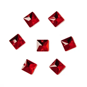 YANRUO 3240 Aikštėje Light Siam Stiklo Kristalų Siūti Raudonų Akmenų Butas Atgal Siuvimo Cirkonio Kristalai