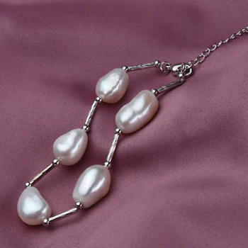 YIKALAISI 10-11mm Natūralių Perlų Apyrankė Moterų Baroko Perlų Papuošalai su 925 sterlingas sidabro papuošalai Moterims