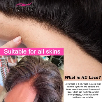 YYong 26in HD Skaidrus 13x4 Nėrinių Priekio Su Ryšulių Brazilijos Tiesiai Remy Human Hair Ryšulius Su ausies Iki Ausies Nėrinių Uždaryti