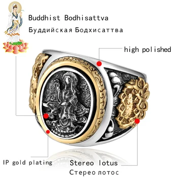 ZABRA Derliaus Budizmas Deivė 925 Silver Dragon Vyrų Žiedas Aukso Retro Juodas Vyras Sidabro Žiedas Sterlingų Dviratininkas Žmogus, Žiedai, Papuošalai