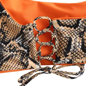 ZAFUL Snakeskin Spausdinimo Vieną Petį Bikini Rinkinys Moterims Seksualus Tvarstis Leopard maudymosi kostiumėlį Moteris Brazilijos maudymosi Kostiumėliai Paplūdimio Maudymosi Kostiumas