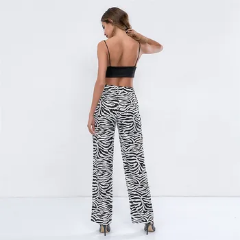 Zebras Dryžuotas Kelnes Spausdinti Laisvas Kelnes Moterims, Aukšto Liemens Kelnės Moterims Streetwear Atsitiktinis Moteris Kelnės