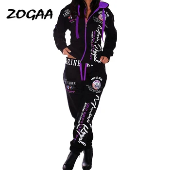 ZOGAA 2020 Tracksuit Moterų S-3XL Prekės ženklo Moterų Atsitiktinis Sportwear Gobtuvu Palaidinukė ir Kelnės Moterų prakaitas kostiumas tracksuit rinkinys