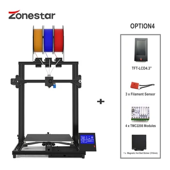 ZONESTAR 3 Spalvos Didelis Dydis 3 Ekstruderiai, 3-IN-1-IŠ Maišymo Spalvų Aukšto Tikslumo Rezoliucija Lengva Įdiegti 3D Spausdintuvas 
